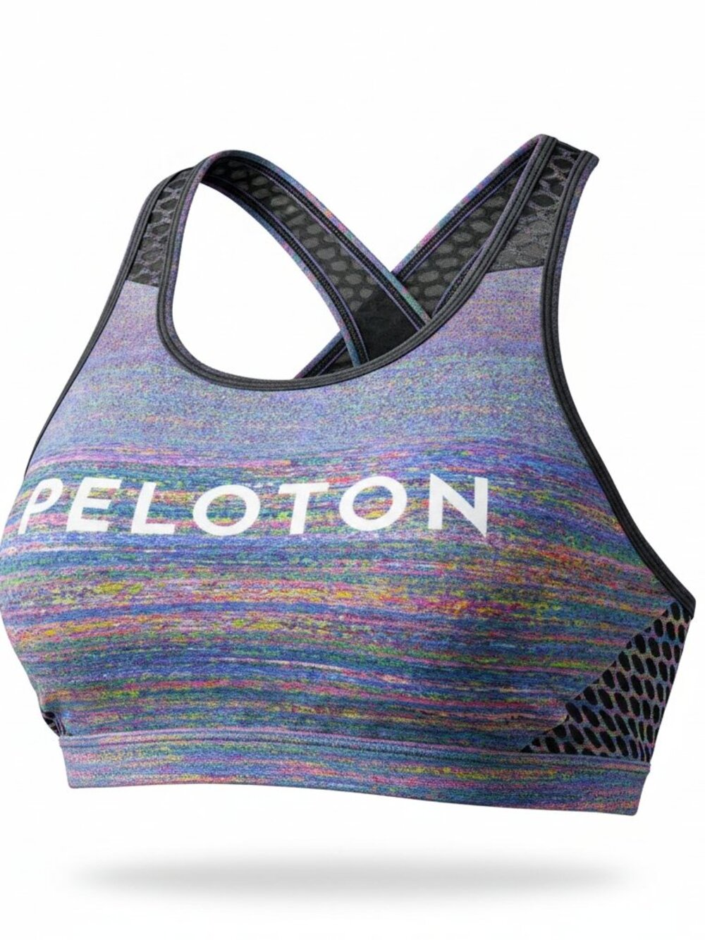 Peloton x WITH High Neck Sports Bra Small S Blue Purple Space Dye Workout Top